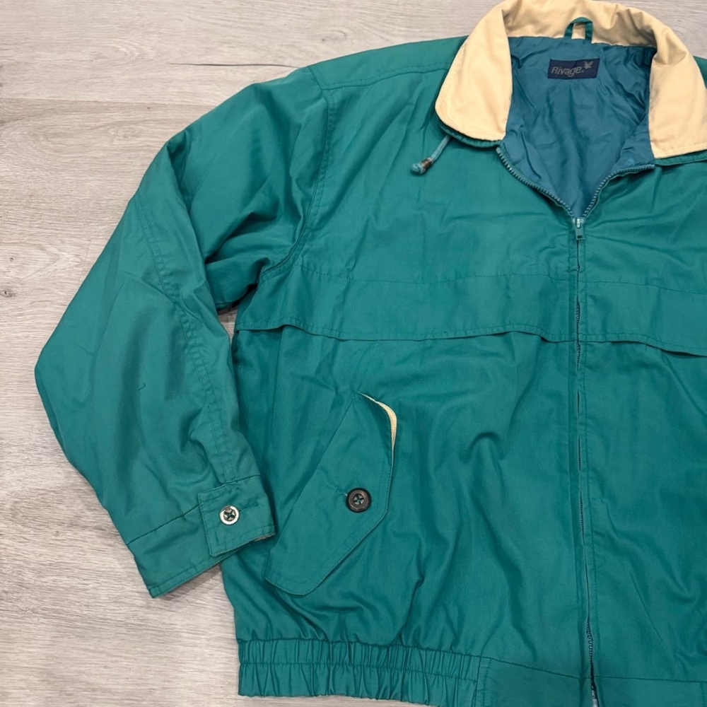 Vintage Rivage Men's Green Full Zip Casual Everyday Spring Bomber Jacket Size L - Picture 6 of 11